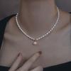 Rice-grain freshwater pearl minimalist necklace, fashionable and elegant design, clavicle chain, vintage court style, popular among influencers,