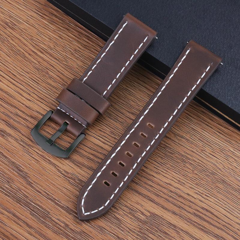 High-end Quick Release Genuine Leather Retro Men's Watch Strap - Crazy Horse Leather 18/20/22/24mm