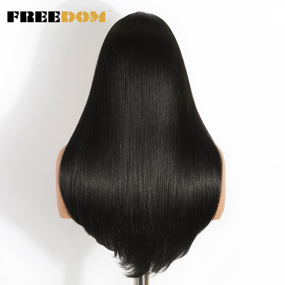 FREEDOM Straight Synthetic Lace Front Wigs For Women 9x6 Pre Plucked Layerd Wig 24" Ombre Brown Wear And Go Glueless Lace Wigs