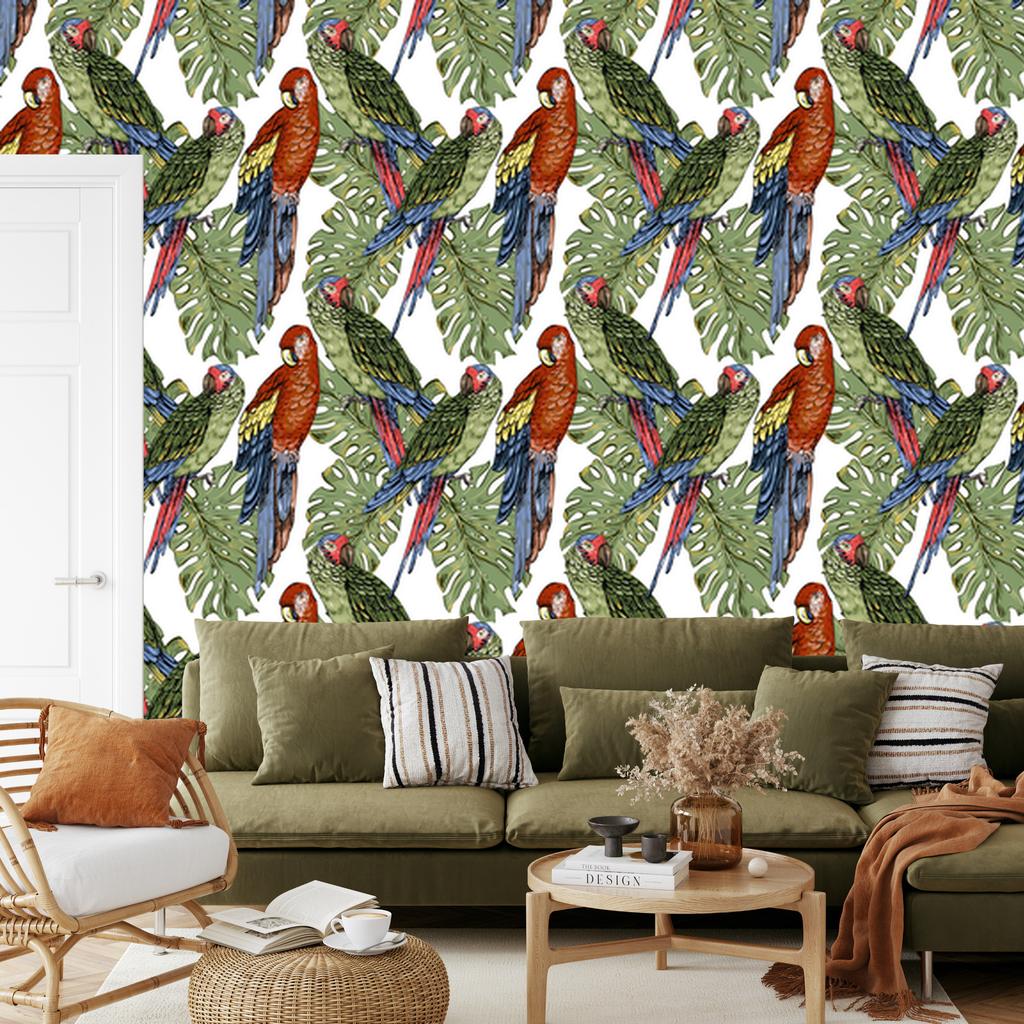 Colorful parrots wallpaper for living room and bedroom 50x1000