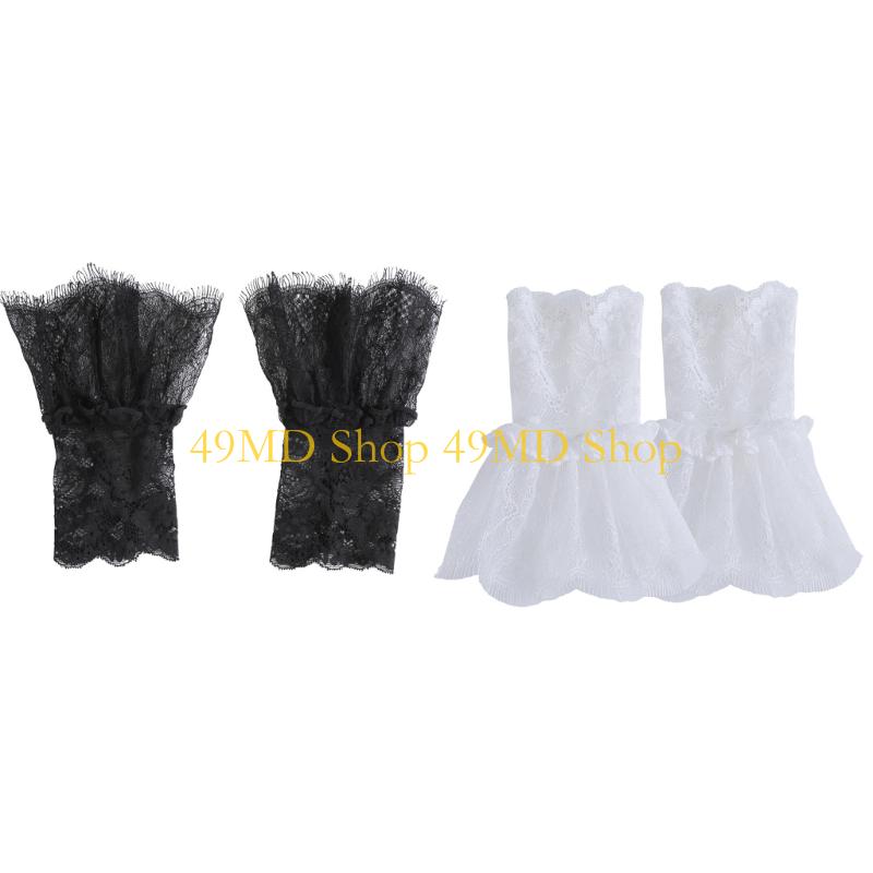 49MD 2Pair Lace Flower Arm Cuffs Fashionable Wrist Cuffs Sleeves Decorative Sleeves CN