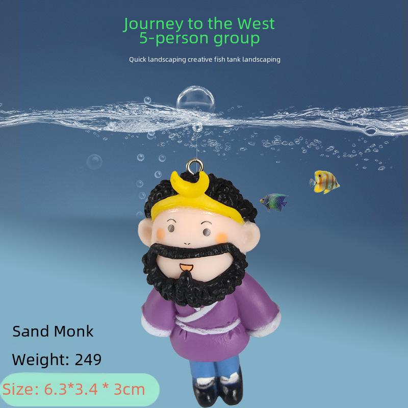 PVC 'Journey To the West' 5-Piece Set: Wukong, Zhu Bajie, White Dragon Horse Fish Tank Ornaments & Micro Landscape Crafts