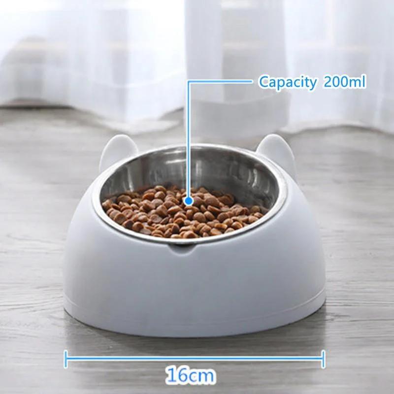 Detachable Pet Bowl Cute Cat and Dog Bowl Protection Cervical Vertebra 15 Degree Oblique Mouth Pet Stainless Steel Food Bowls