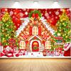 Christmas Photo Backdrops for Photography, Winter Gingerbread House, 7x5ft