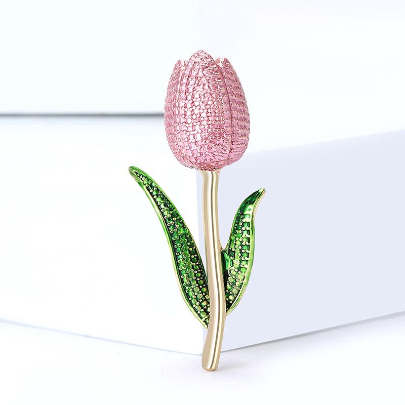 

1Pcs Lady 2-color Pretty Plants Party Office Brooch Pins Enamel Tulip Flower Brooches Pins For Women Fashion Gifts розовый