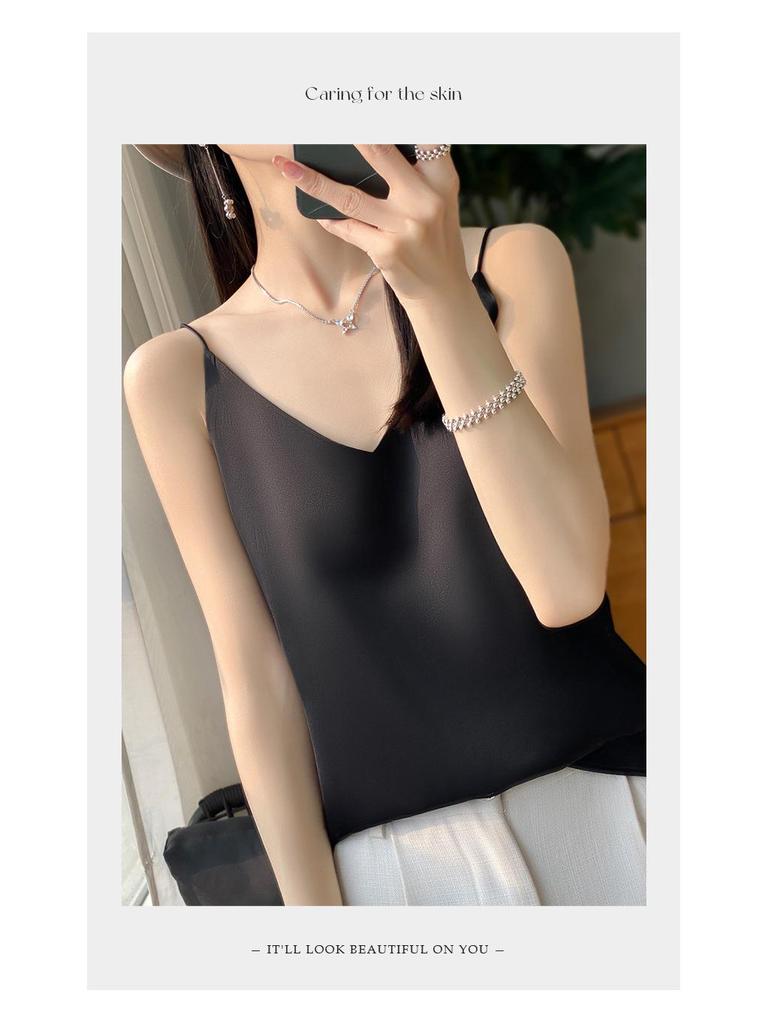 2025 Women's Solid Color V-Neck Sleeveless Camisole – Age-Defying Summer Inner Top