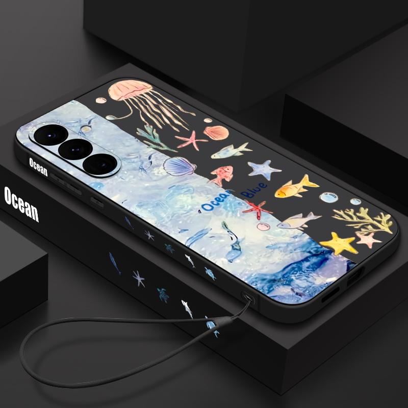 Shark Ocean Fish Print Case For Samsung Galaxy S26 S25 Ultra S24 S23 S22 Plus S21 FE A15 A16 A17 A35 A36 A54 A55 A56 5G Soft Cover