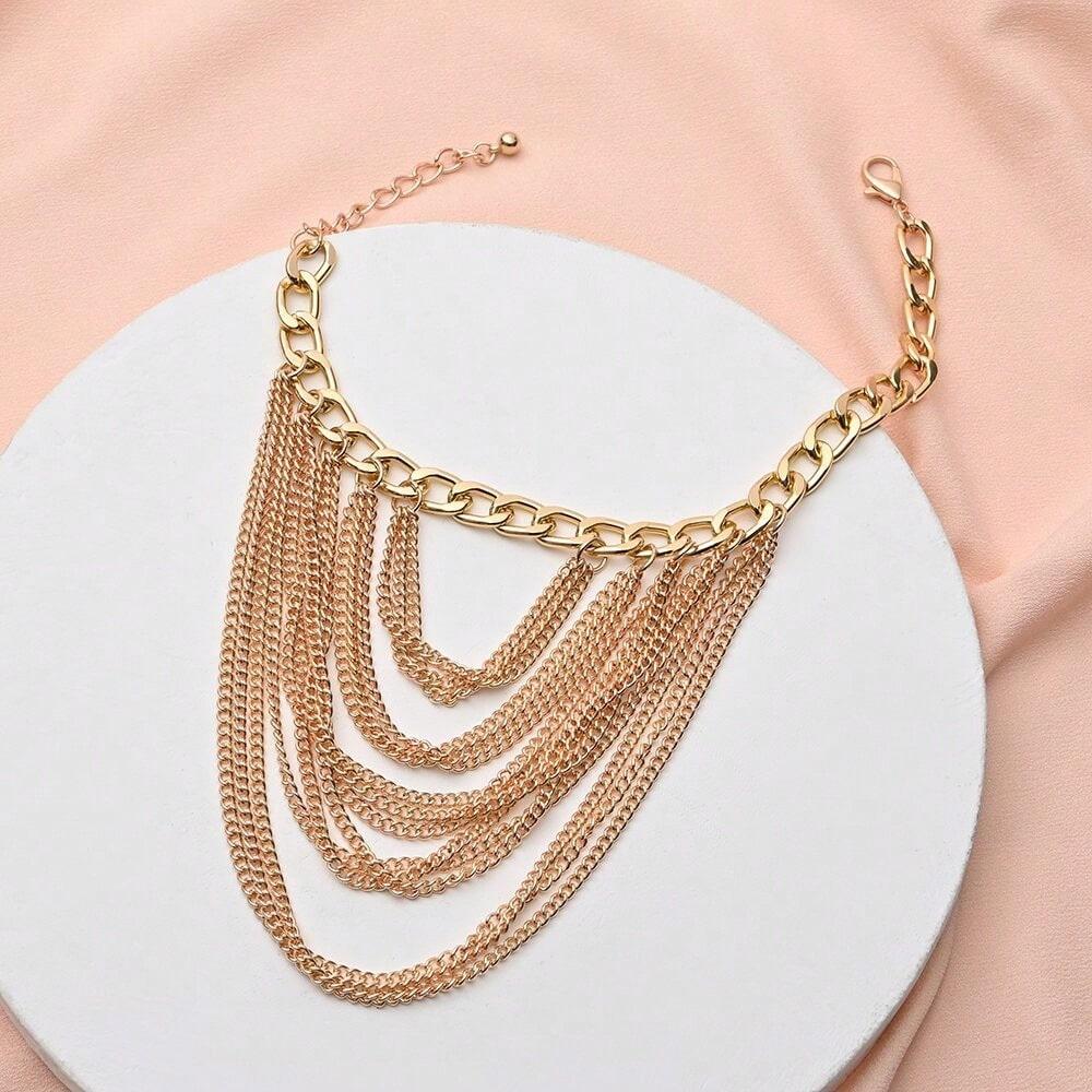 European and American Multi-layer Fringed Personalized Anklet Female Hip Hop Punk Style Shoe Chain Accessories