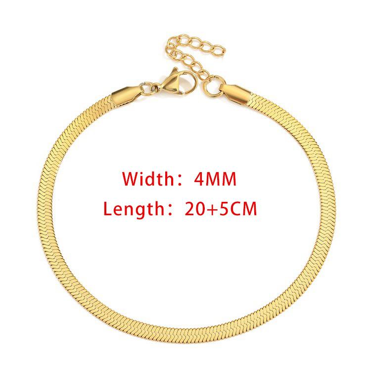 

Blade Snake Chain Anklet for Women Width 3/4/5mm Gold Color Foot Bracelet on Leg Stainless Steel Chain Beach Accessories Zircon