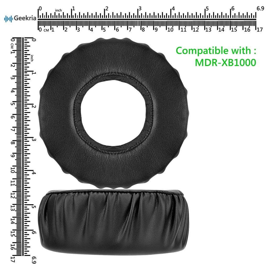 Geekria QuickFit Ear Pads, Compatible with Sony MDR-XB1000 Headphones, Earpads/Ear Cushions/Ear Cups (Protein Leather/Black)