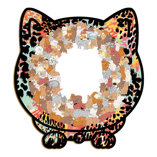 135Pcs/Set Cat Shaped Wooden Jigsaw Puzzle Focus Logic Training Wood Puzzle Game Educational Difficult Puzzle Toy Decoration Cat Lovers Gift