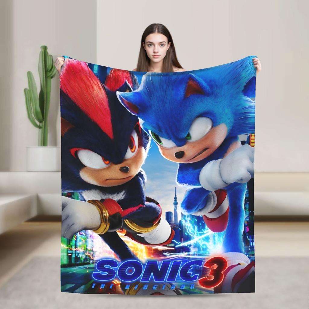 The Hedgehog Shadow Blankets Fleece Summer Air Conditioning Game Breathable Super Soft Throw Blankets for Bed Office Bedspread