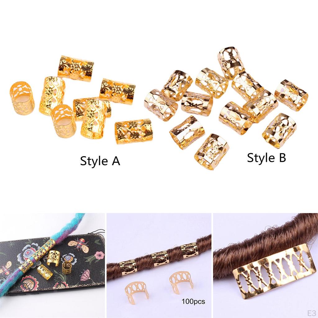 100 Pieces Dreadlocks Beads, Dread Locks, Adjustable Opening Fashion Decorative Hair Jewelry, Metal