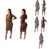 Fashion Womens Winter Women Long Sleeve Dress Slim Fit Sexy Vneck Dress