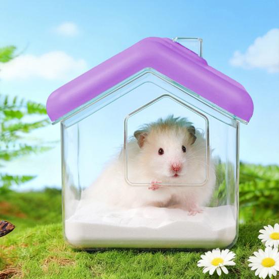 Hamster Badhaus Form Klar Sichtbar Rennmaus Zwerghamster Sandbad Behälter Box Kleintiere Badezimmer Toilette Hamsterkäfig Zubehör