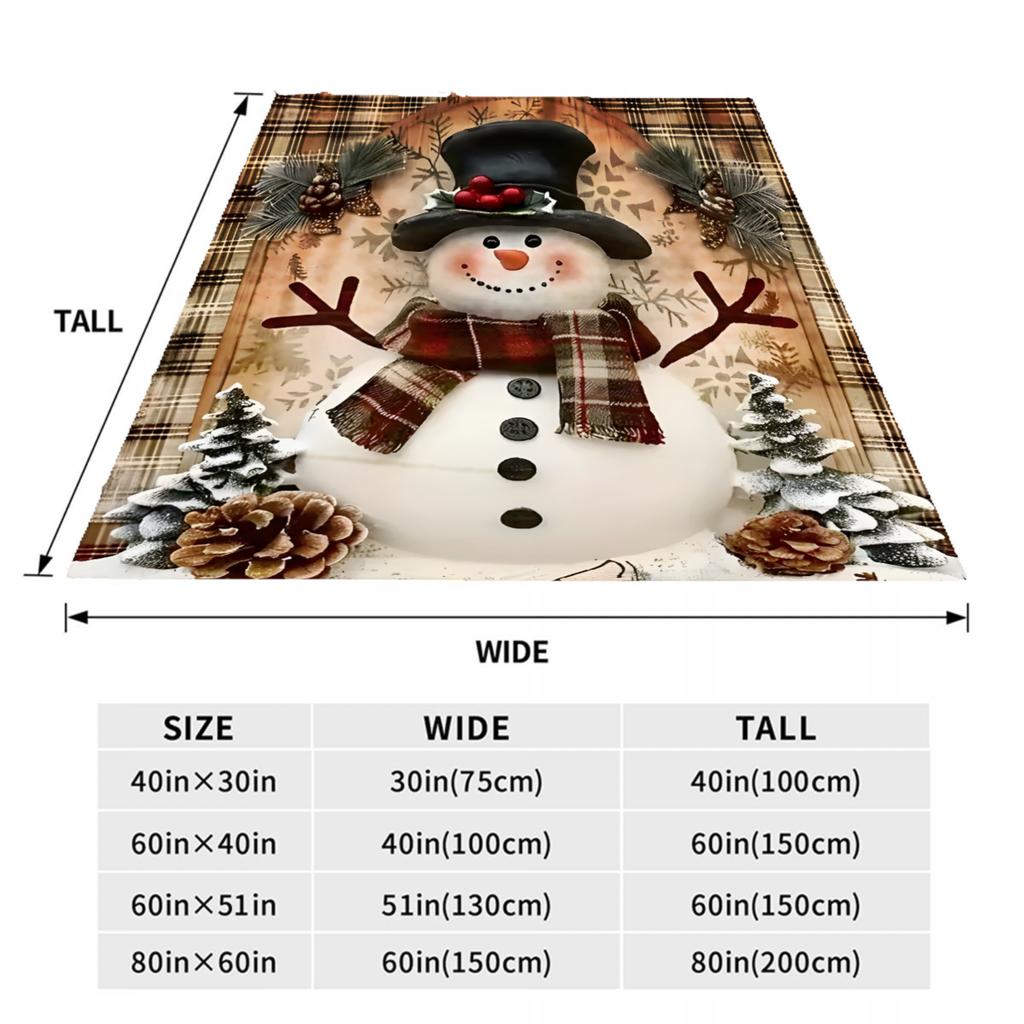 1 Stück Decke Weihnachtsbaum Schneemann Druck Glatte Flanelldecke für Zuhause Wohnzimmer Schlafzimmer Dekoration Neujahr Weihnachtsgeschenk