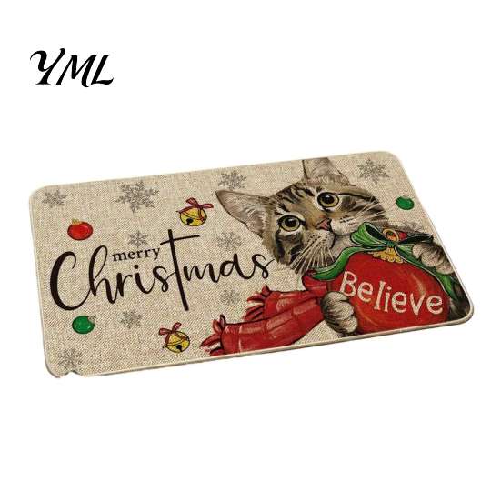 Christmas Bathroom Door Rug Mat, Festive Entrance Rug, 35" x 24" Non-Slip Washable Indoor Floor Mat Welcome Water Absorbent for Kitchen Holiday