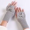 Bow Knitted Gloves Cycling Gloves Half Finger Gloves Fashion Twists Gloves  Autumn