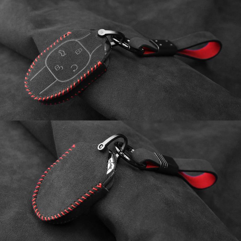Alcantara Suede For Trumpchi Empow Series Suede Hand-Swen Car Key Case Protective Cover Buckle Car Accessories