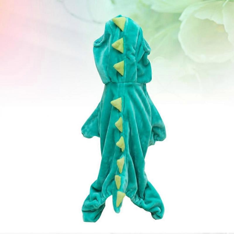 Green Dinosaur Costume For Pets Size L 2Pcs Comfortable Four- For Parties And Daily Use
