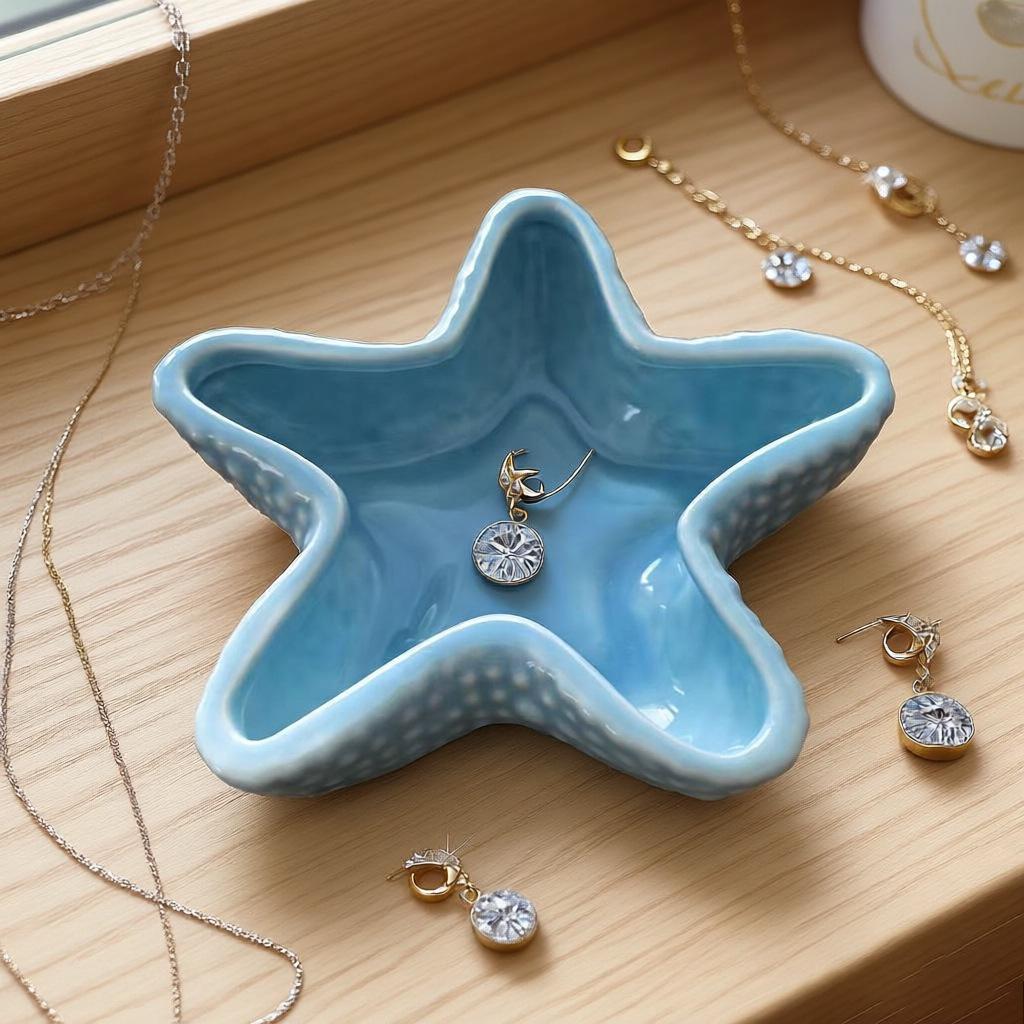 INS Style Starfish & Seashell Ceramic Jewelry Storage Decoration