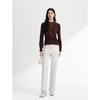 JUZUI Elegant Ruffle-Neck Cut-Out Wool Blend Knit Sweater