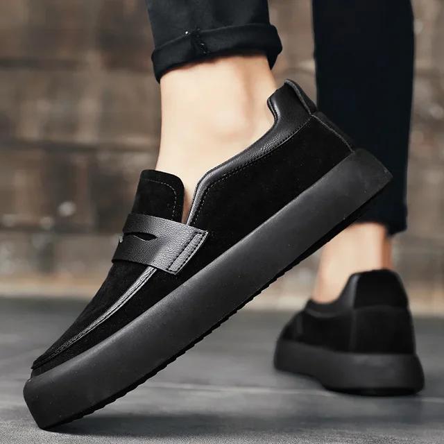 Le Fu Shoes Men's Shoes 2025 Spring New Wear Resistant Casual Shoes Anti Slip Soft Soled Leather Shoes Sports Board Shoes