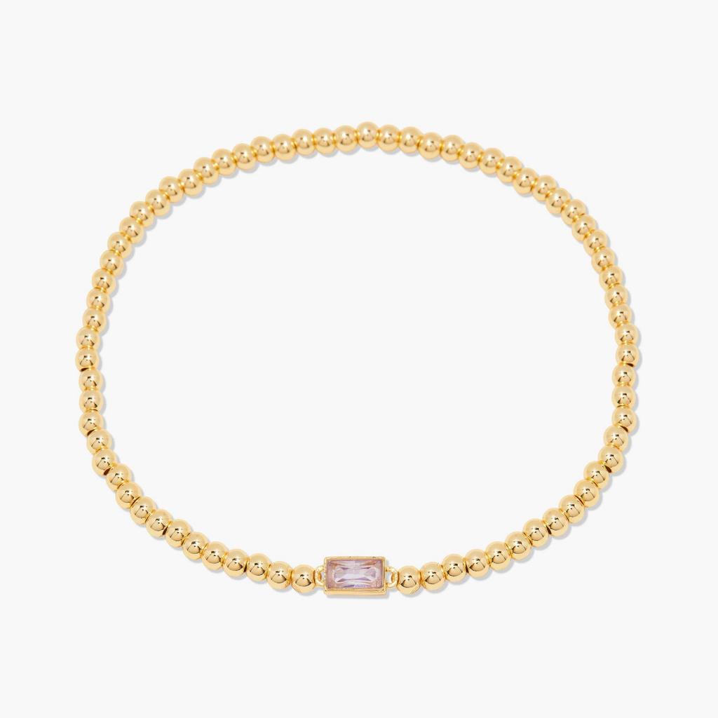 Elegant 18K Gold Plated Stainless Steel Bracelet with Colorful Rectangular Stones, Fashion Jewelry for Women