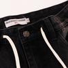 Men's Side Gradient Rhinestone Denim Shorts, Vintage Hip Hop Street Loose Drawstring Knee Length Shorts