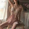 Original's New Sexy Pajamas, Lace Seductive and Romantic Underwear, Satin Thin Uniform, No Need To Take Off Nightgown 8868