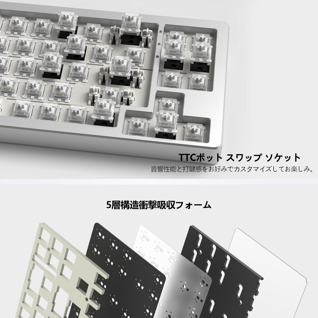 Womier SK71 Gaming Keyboard, 75% Aluminum Alloy Wireless Mechanical Keyboard with Bluetooth2.5GWired, Hot Swap, Adjustable Switches, Gasket, RGB