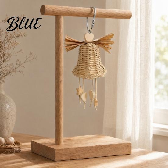 Rattan Bell Bird Chew Toy Woven Parrot Toy Chewing with Natural Bells or Balls Cage Accessories for Cockatiels Budgies Small Medium Parrots