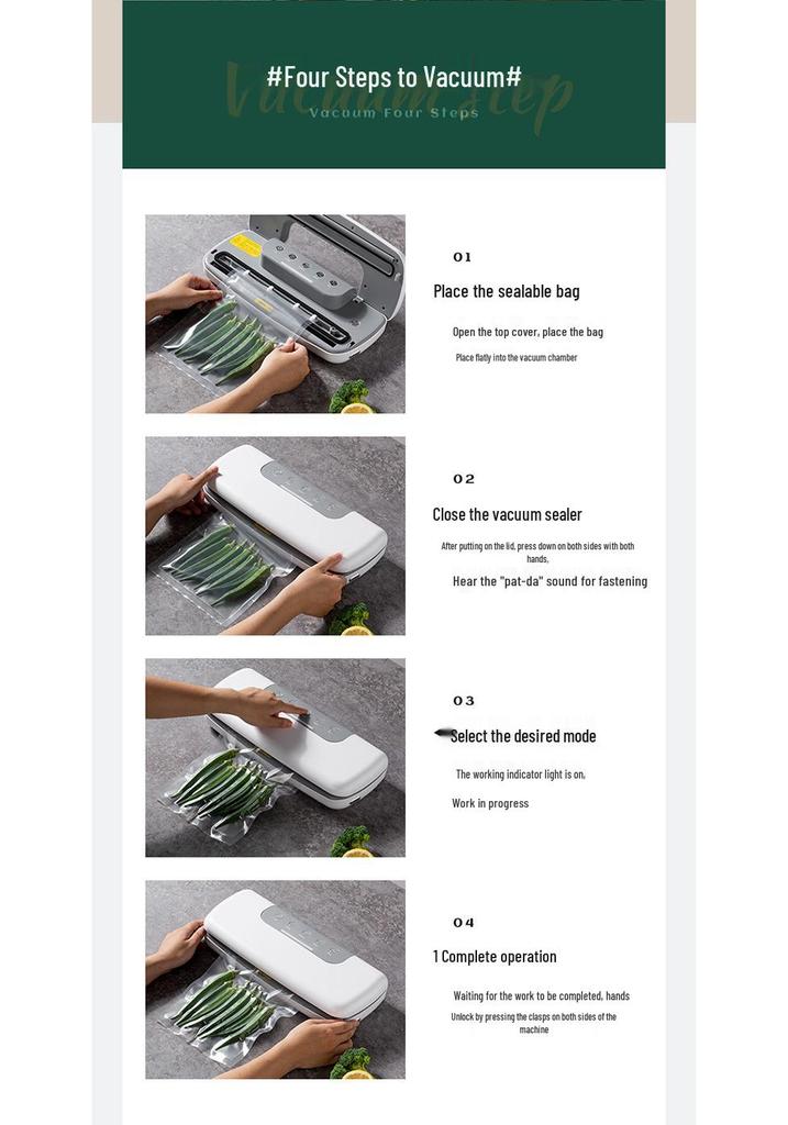 Home Vacuum Sealer: Compact Automatic Machine for Wet & Dry Food Preservation