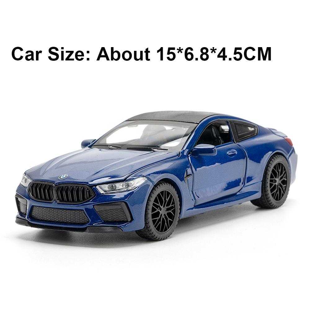 1:32 Scale X5 M8 Car Model Toy Doors Opened Rubber Tires Cars Pull Back Sound Light Miniature Models for Boys Hobby Collections