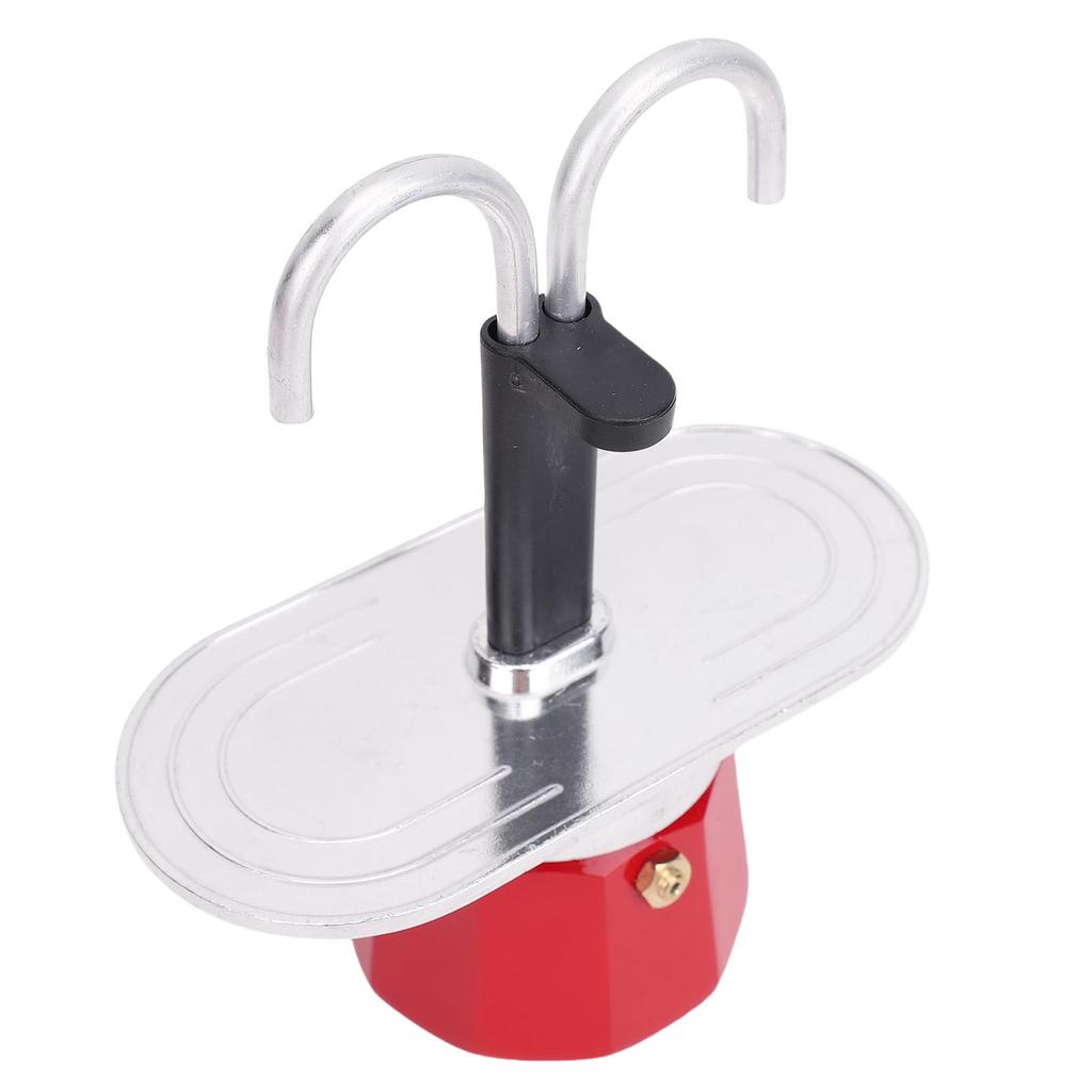 2 Cup Coffee Pot Red Aluminum Alloy 100ml Double Tube Stovetop Coffee Maker for Home Travel