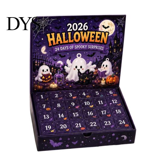 Neuartiges Halloween-Spielzeug Adventskalender 2026, 24-Tage Countdown-Box mit Figuren, Geschenk für Kinder Kinder, Gruselige Party-Mitgebsel, Sammlerstück 24-Tage A black