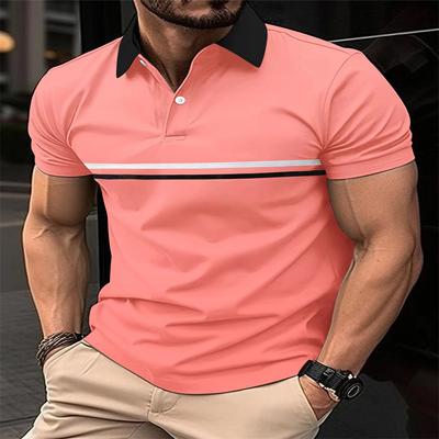 2023 Summer Men's Fashion POLO Shirt Casual Button Stitching T-shirt Men's Sports Polo Shirt