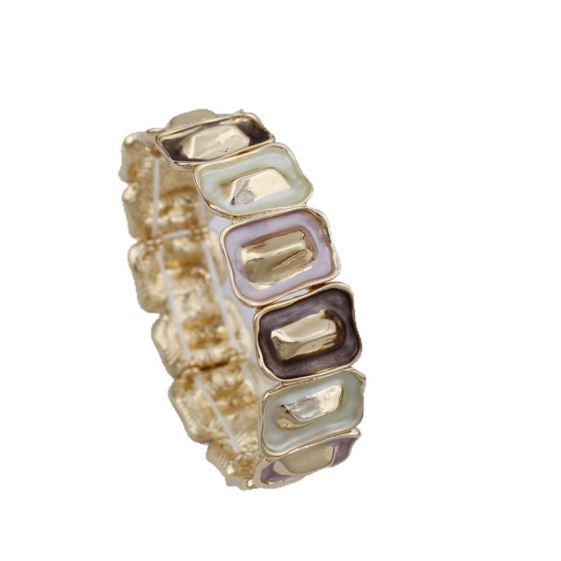 New enamel color square geometric elastic bracelet women's fashion simple color quadrilateral bracelet