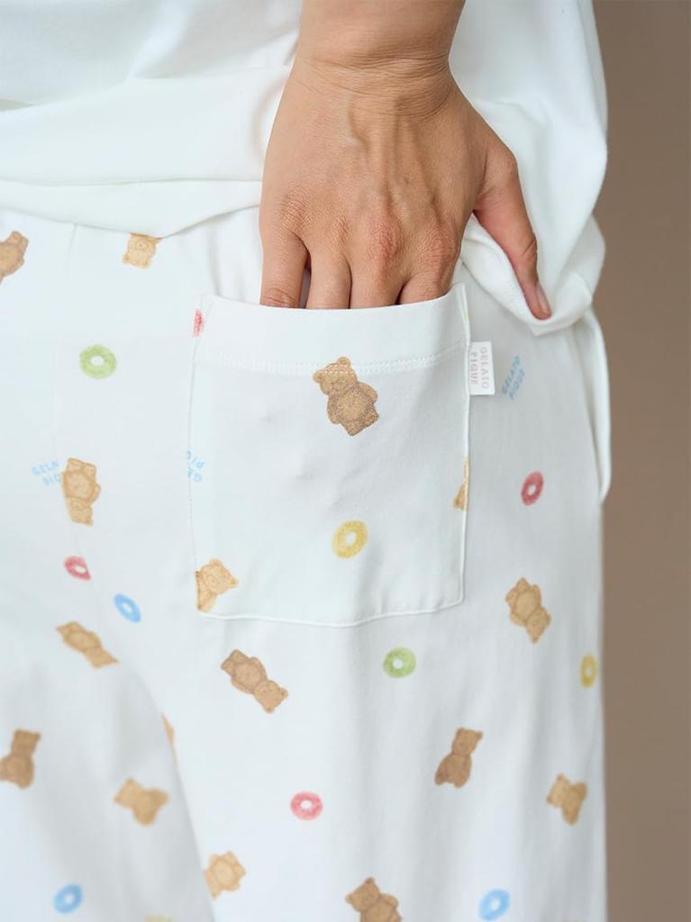 Gelato Pique Cereal Bear Print Long Pants PWCP244343 OWHT Women's