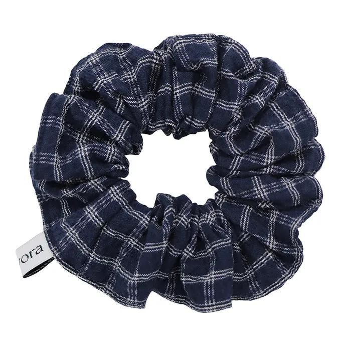 CHECKERED MINI HAIR SCRUNCHIES [DEEP BLUE]
