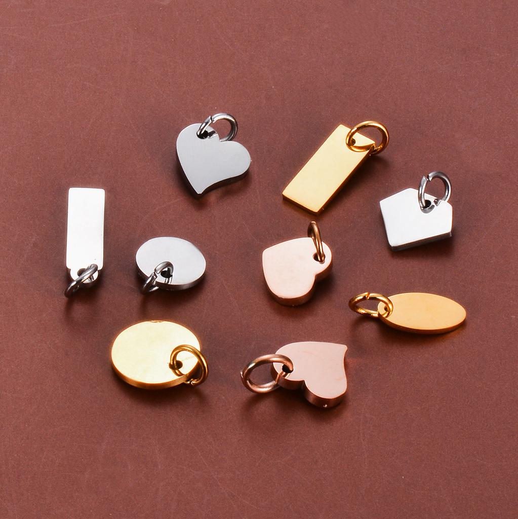 10pcs/lot Mirrior Polished Blank Tags Stainless Steel Charms for DIY Jewelry Necklace Bracelet Anklet Extention Tail Chain