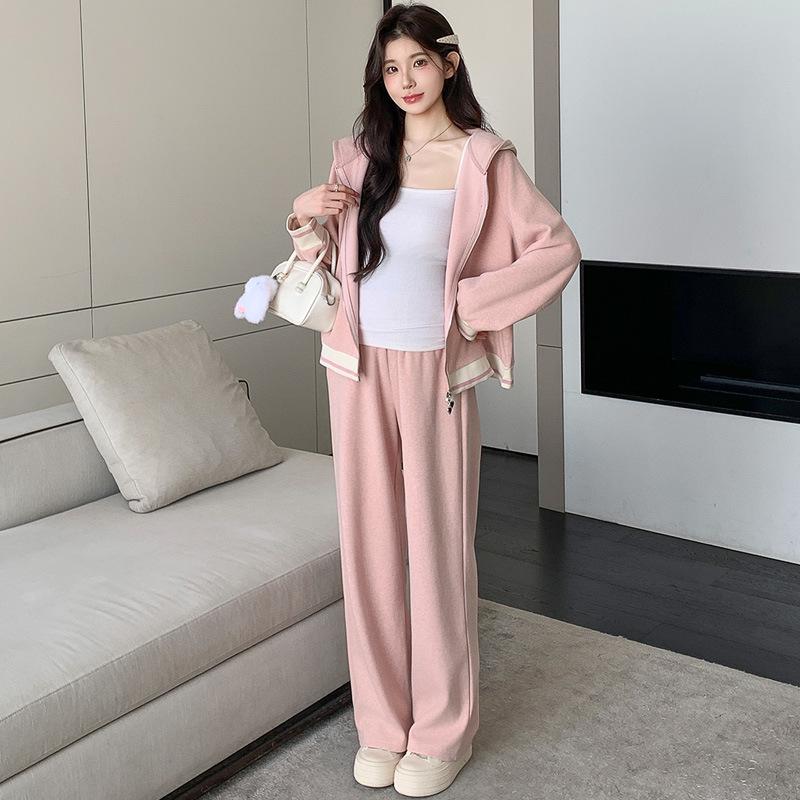 Fashionable Slim-Fit Maternity Knitted Sweatshirt Set for Autumn and Winter L