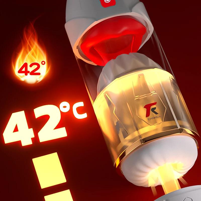 2025 Nye Menn Automatisk Onanikopp Voksen Sexleketøy 18+ Slikking Suging Vibrerende Penistrener Oppvarmet Masturbator for Mannlig Analsexmaskin