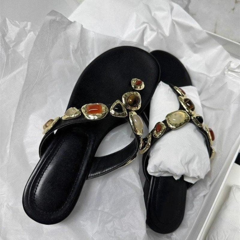 

Мода 2025 Лето Новые Сандалии и Шлепанцы Круглый Носок Блочный Каблук Вьетнамки 35 чёрный