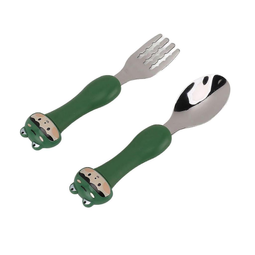 JiaWei Baby Fork Cute Cartoon Shaped Spoon PP Handle Stainless Steel Tableware for Children Feeding Training Frog TUi