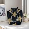 New Leopard Star Knitted Tote Bag for Women Large Capacity Bucket Bag Versatile Handbag for Commute Work and Daily Use