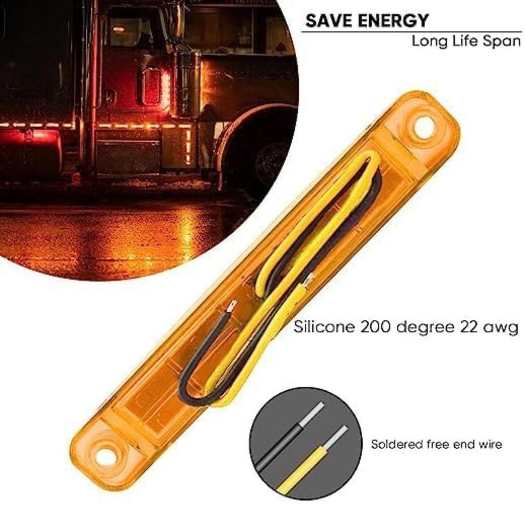 LED Marker Light Amber 24V for Semi Truck Trailer – Side Outline Cab Marker Light for Truck Bus Van Caravan Boat (4 PCS)