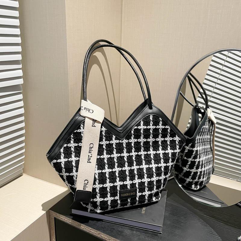 Karomuster Schultertasche Damen neu trendiger Mode-Sinn große Kapazität Tragetasche Achseltasche Damen