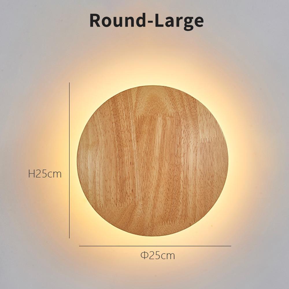 Simple style wooden craft LED wall lamp round oval shape with light source wall-mounted indoor lighting simple style Simplicity