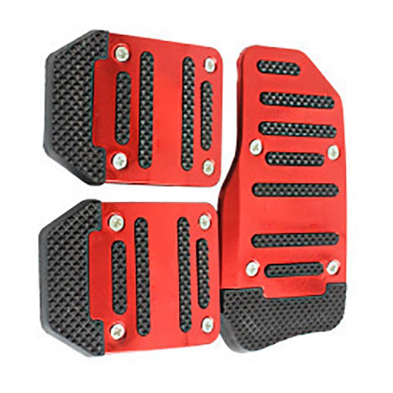 3 Pcs Brake Pedal Pads Anti Slip Wear Resistant Manual Accelerator Foot Pedal Cover for Car Red